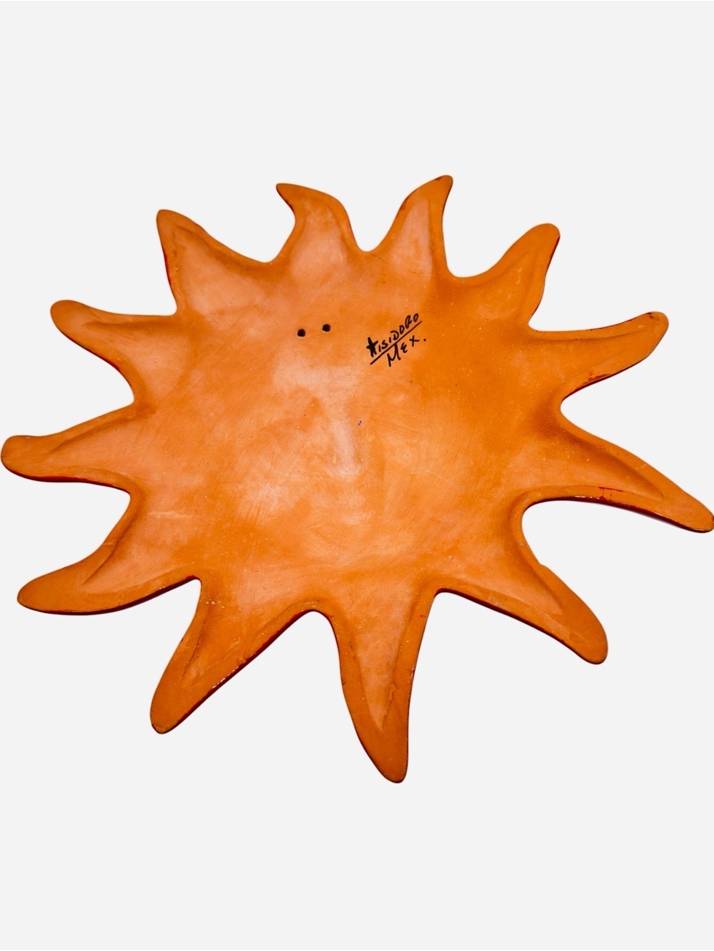 Isidoro Mexican Terracotta Sun Wall Art Hand Painted Ceramic Sun Face Plaque 10” - Picture 8 of 9